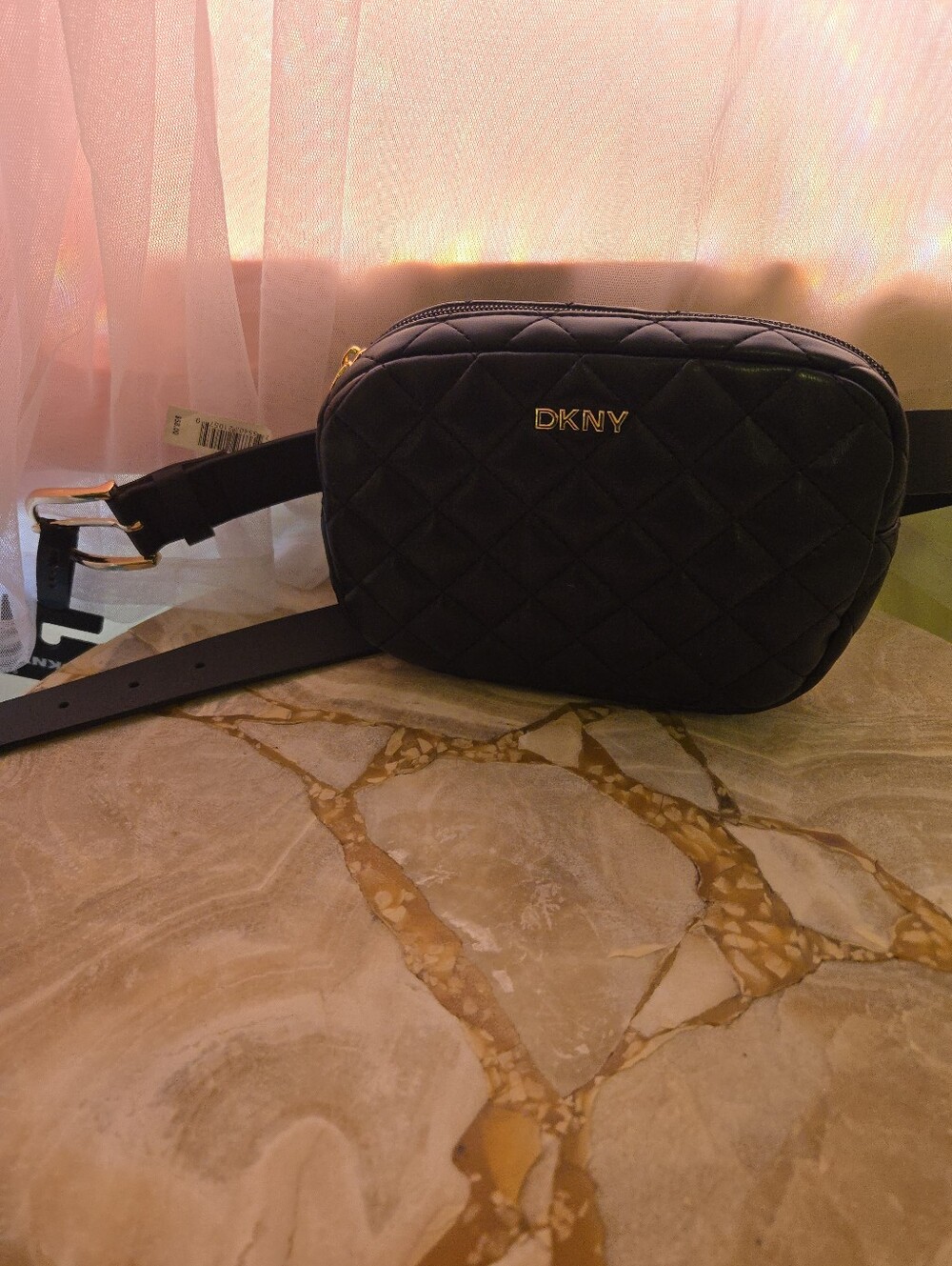 DKNY Black Quilted Leather Belt Bag Fanny Pack NWT